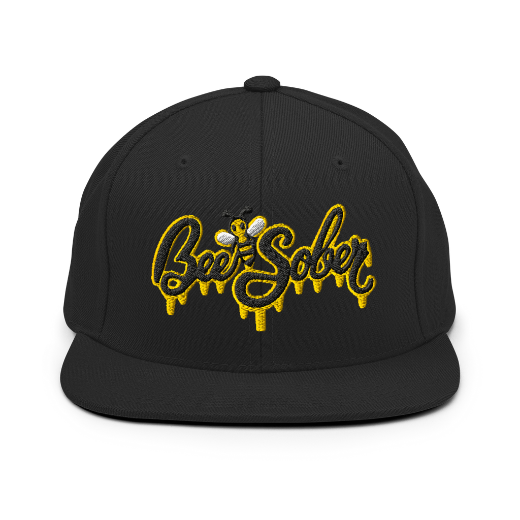 Bee Sober Snapback in Black, front view
