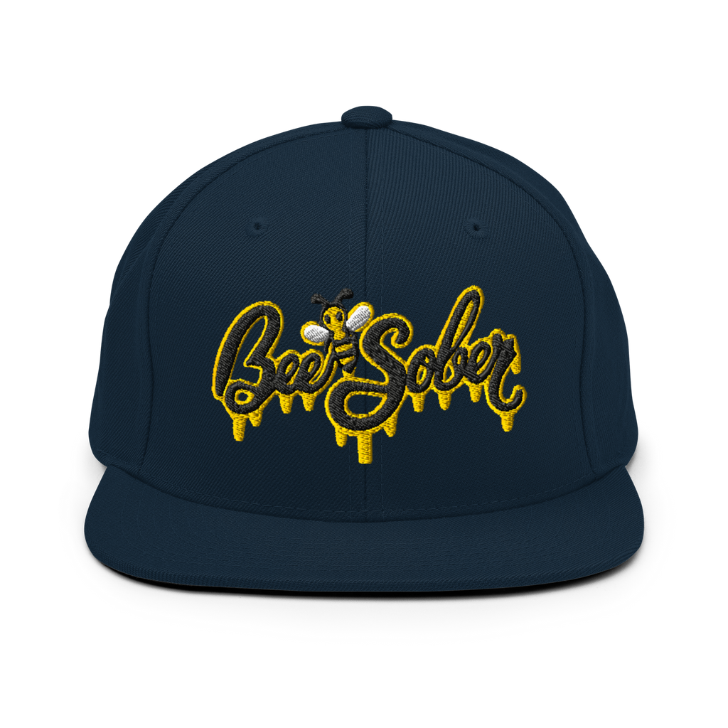 Bee Sober Snapback in Dark Navy, front view