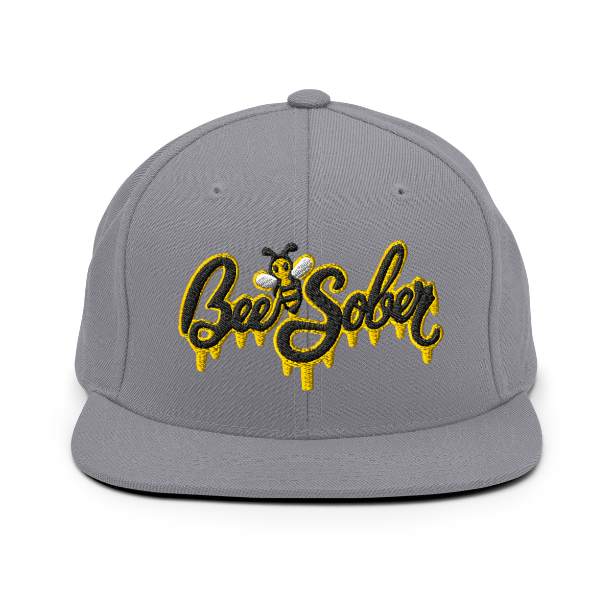 Bee Sober Snapback in Silver, front view