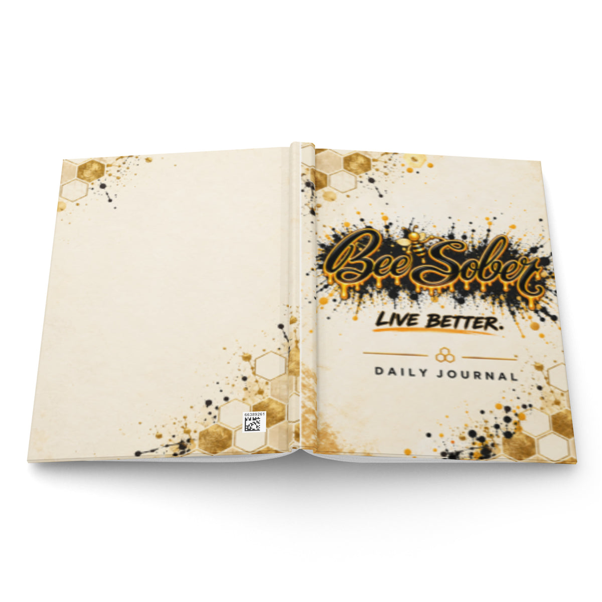Bee Sober hardcover journal showing the front and back cover artwork