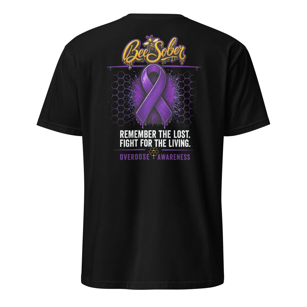 Overdose Awareness Tee in Black, back view