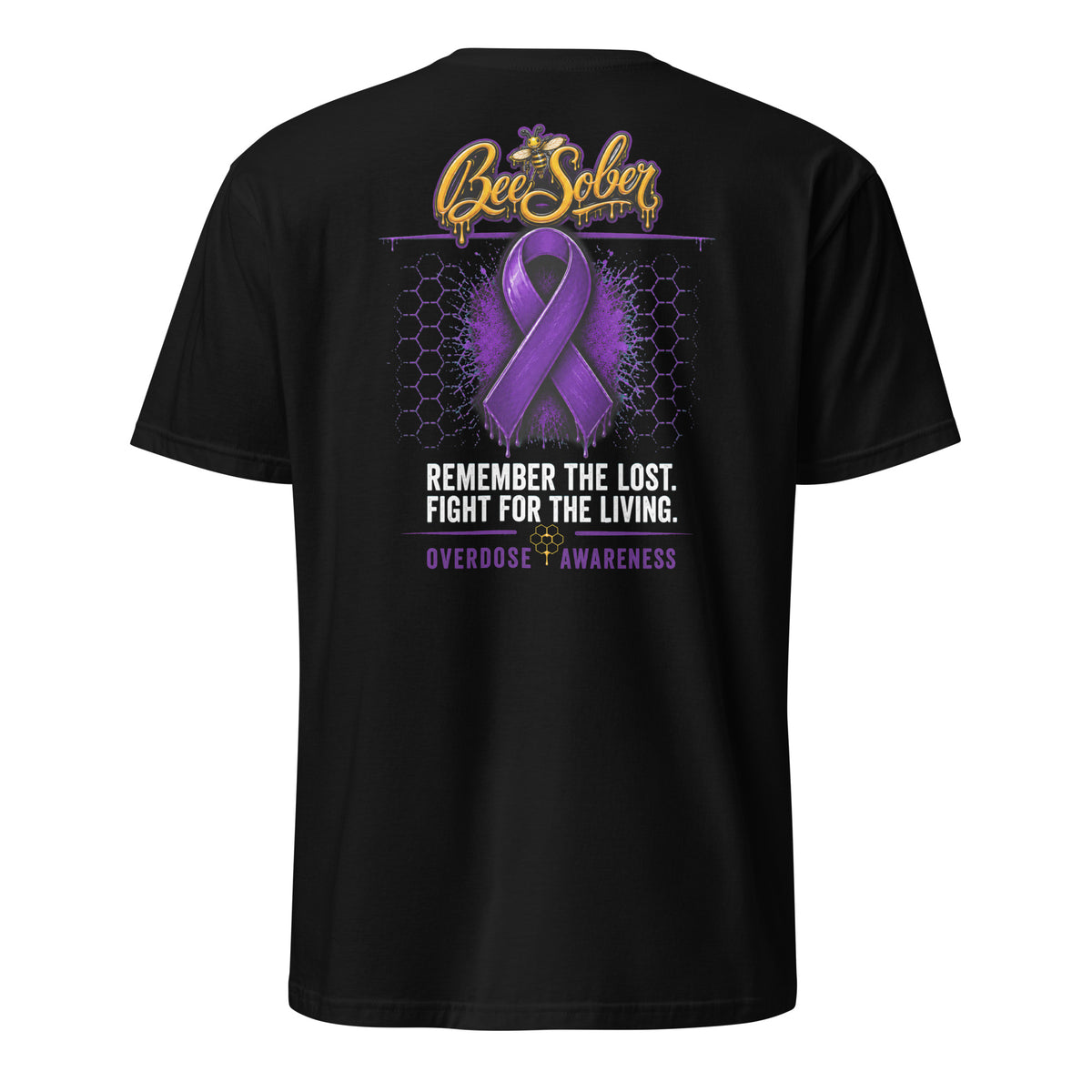 Overdose Awareness Tee in Black, back view