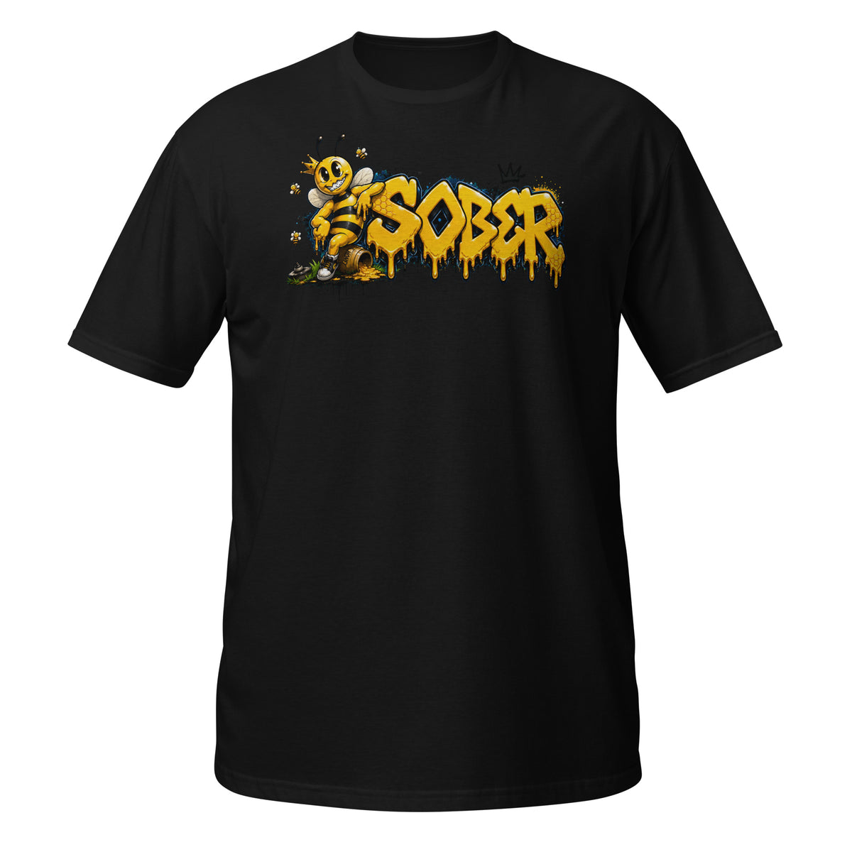 Swagger Bee Graffiti Tee in Black, front view