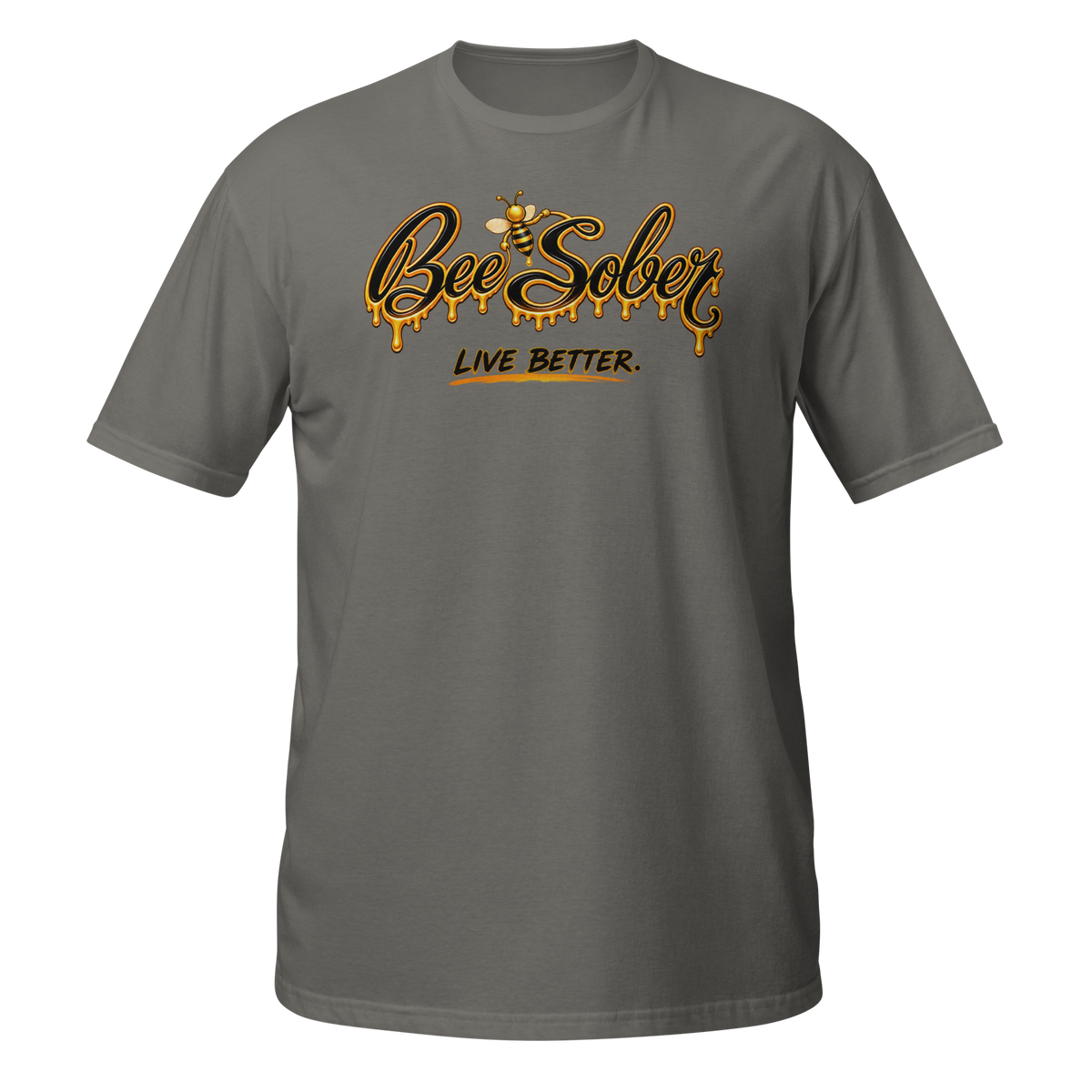 Bee Sober Signature Tee in Charcoal, front view