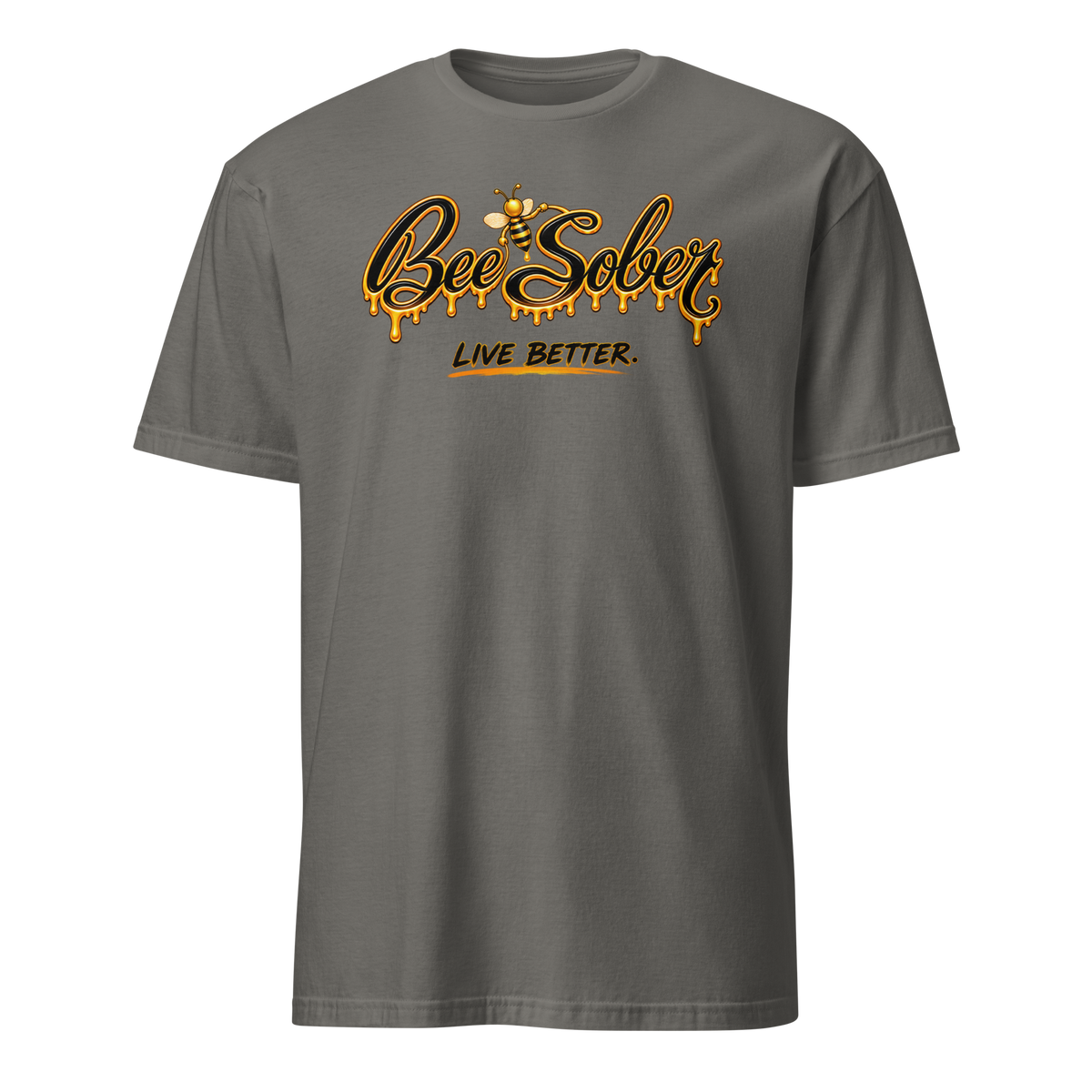 Bee Sober Signature Tee in Charcoal, front view