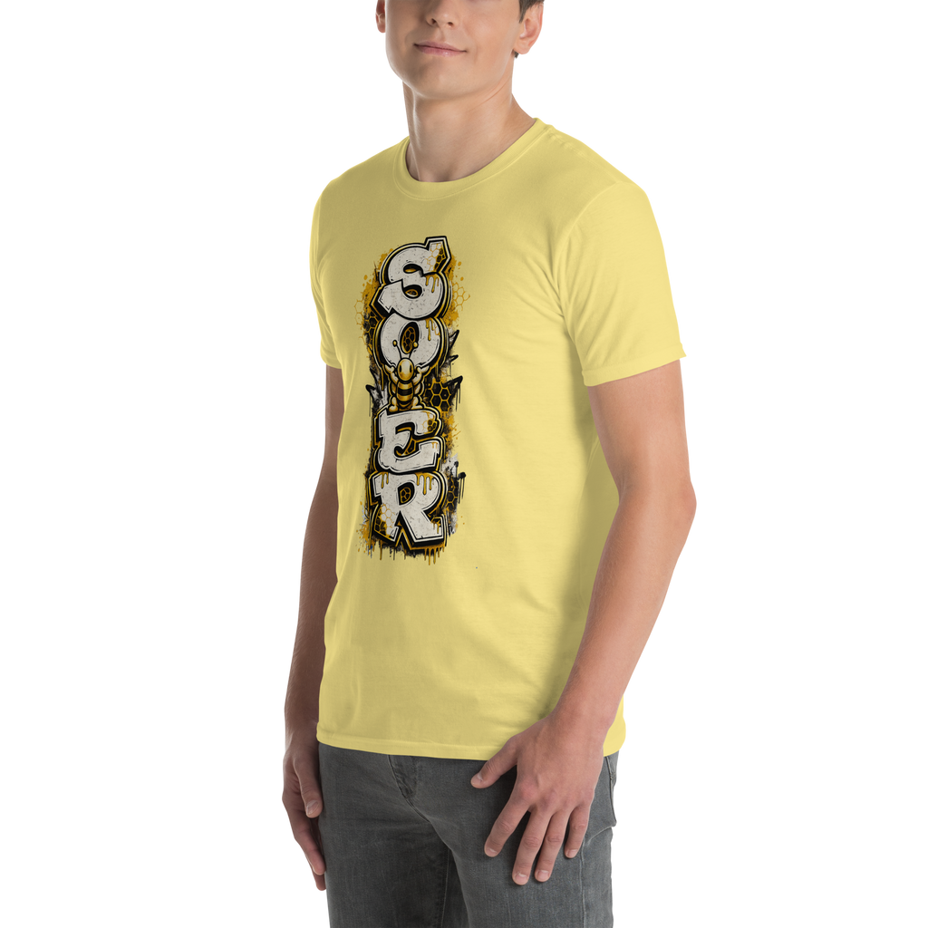 Honey Totem Graffiti Tee in Cornsilk, front-left view