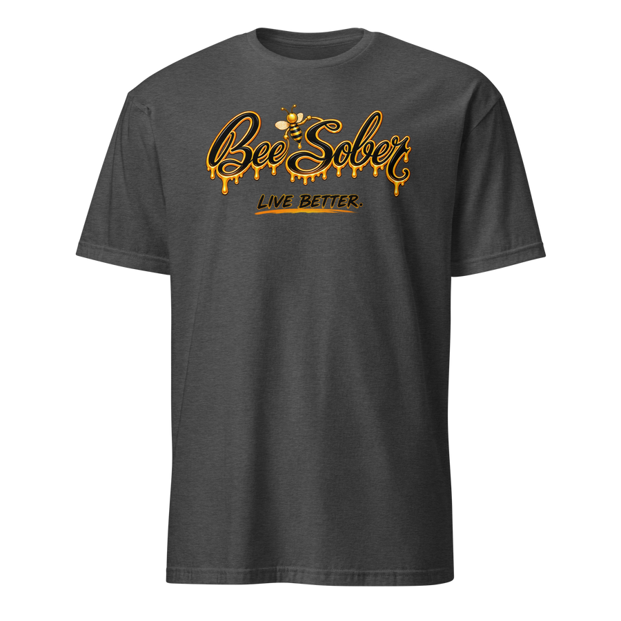 Bee Sober Signature Tee in Dark Heather Grey, front view