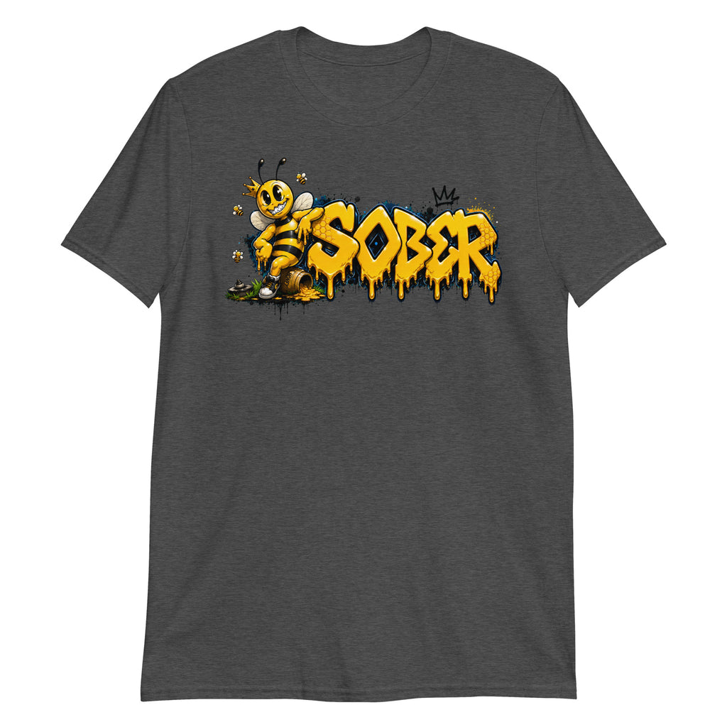 Swagger Bee Graffiti Tee in Dark Heather Grey, front view