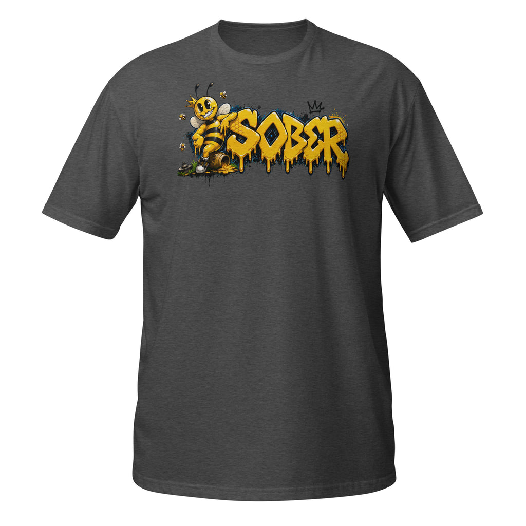 Swagger Bee Graffiti Tee in Dark Heather Grey, front view