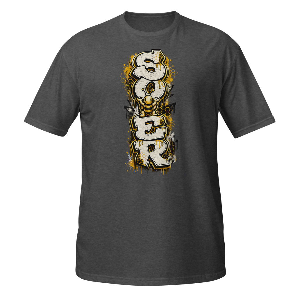 Honey Totem Graffiti Tee in Dark Heather Grey, front view