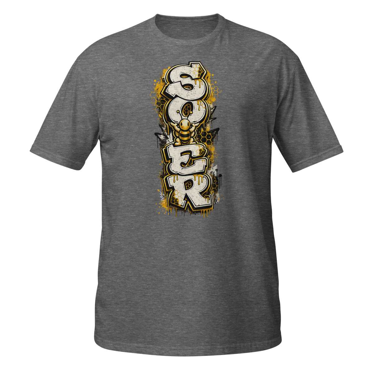 Honey Totem Graffiti Tee in Graphite Heather, front view