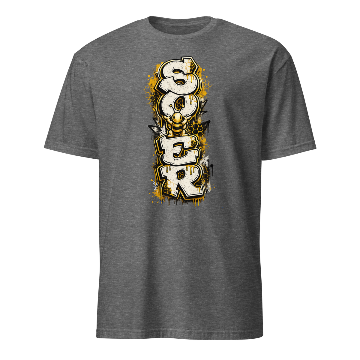 Honey Totem Graffiti Tee in Graphite Heather, front view