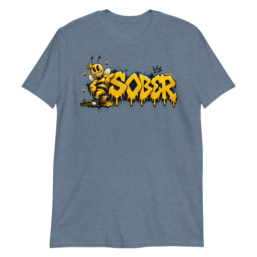 Swagger Bee Graffiti Tee in Heather Indigo, front view