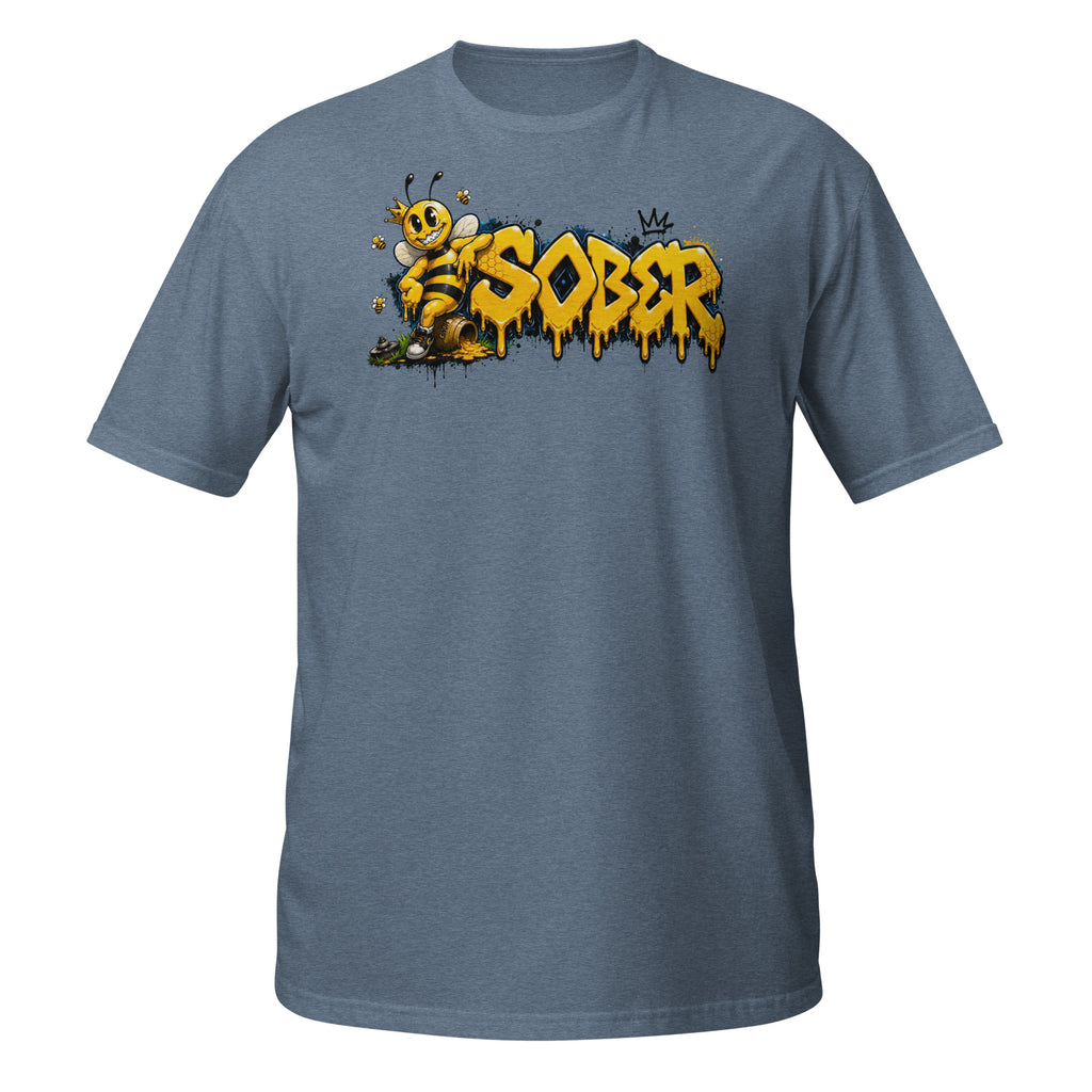 Swagger Bee Graffiti Tee in Heather Indigo, front view