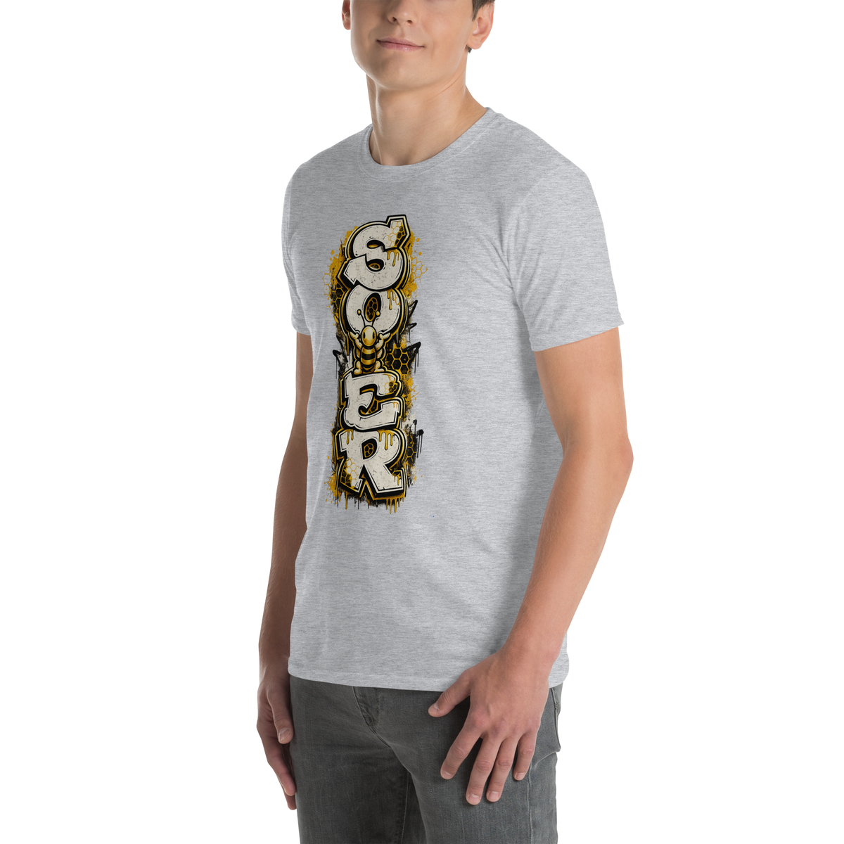 Honey Totem Graffiti Tee in Sport Grey, front-left view