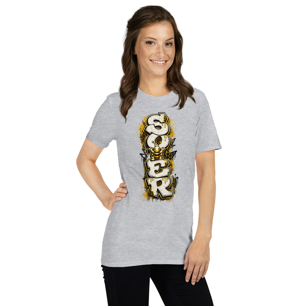 Honey Totem Graffiti Tee in Sport Grey, front-right view