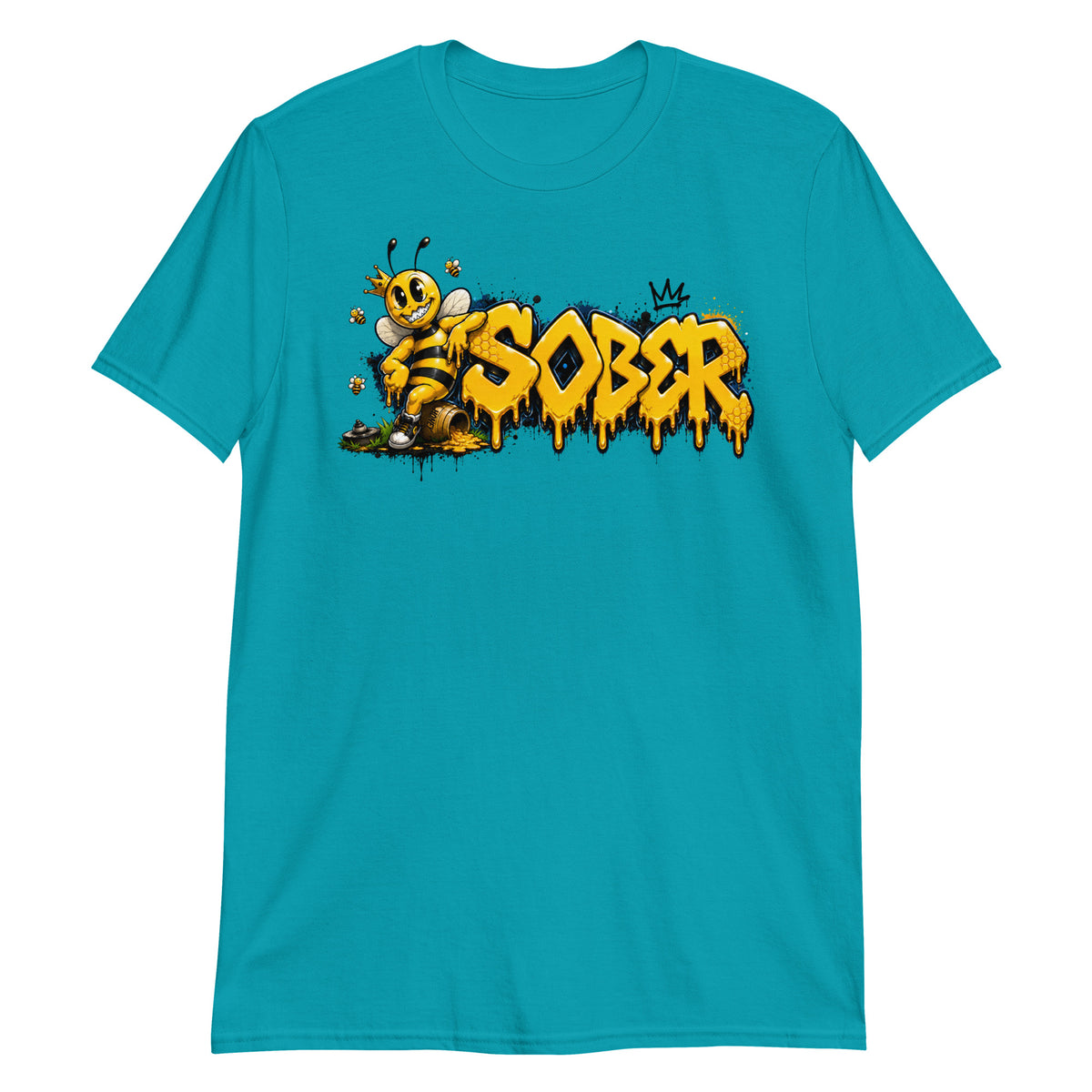 Swagger Bee Graffiti Tee in Tropical Blue, front view