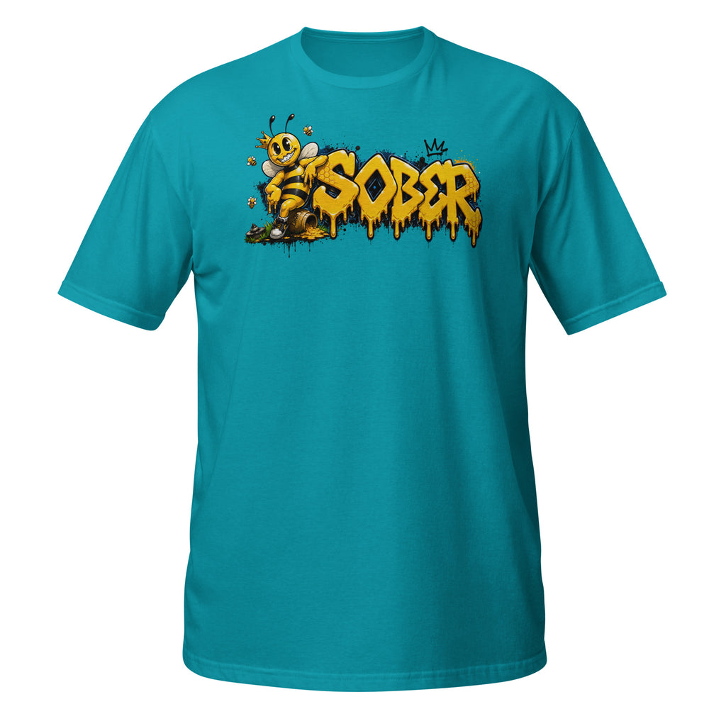 Swagger Bee Graffiti Tee in Tropical Blue, front view