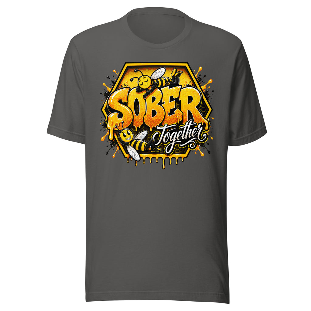 Bee Sober Together Tee in Asphalt, front view
