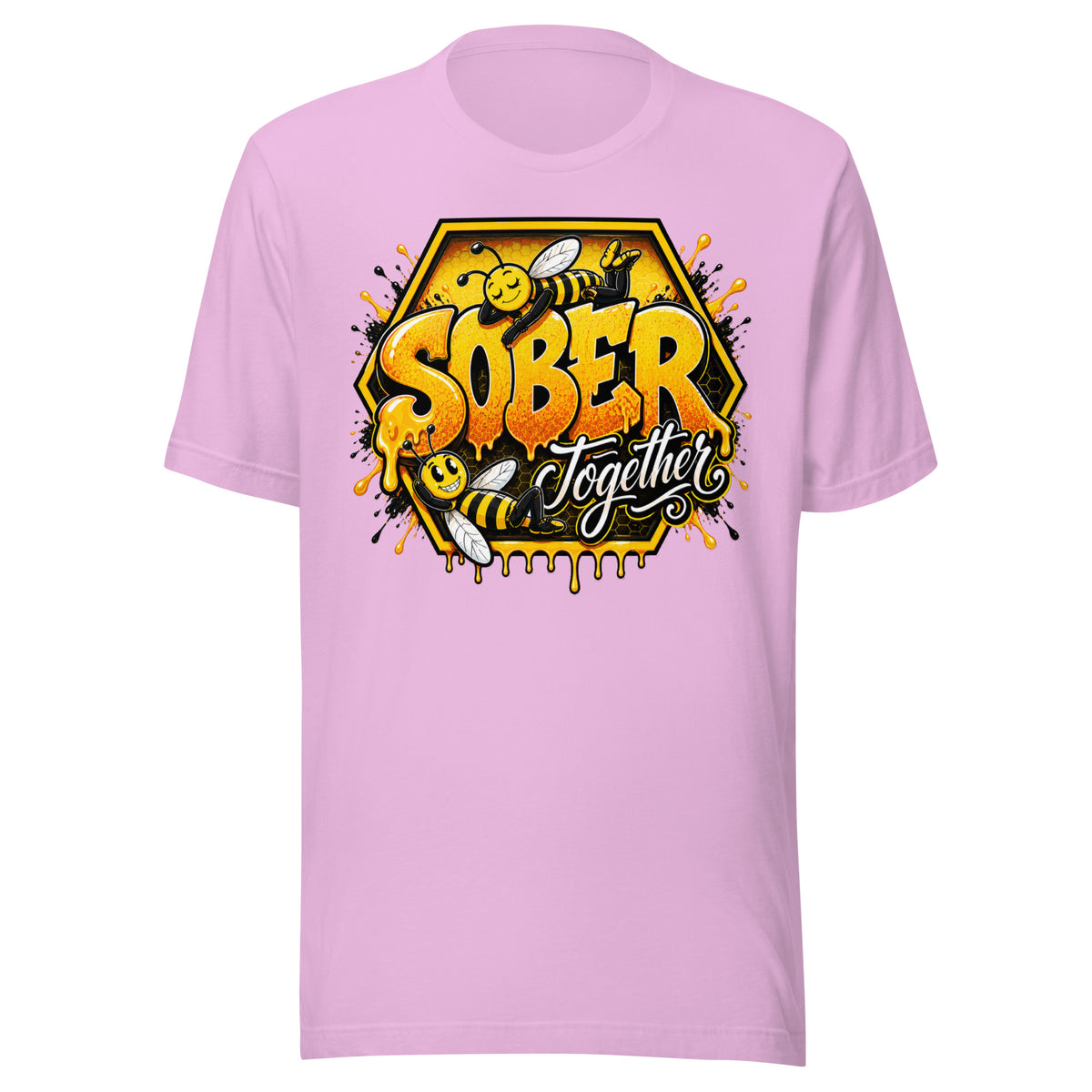 Bee Sober Together Tee in Lilac, front view