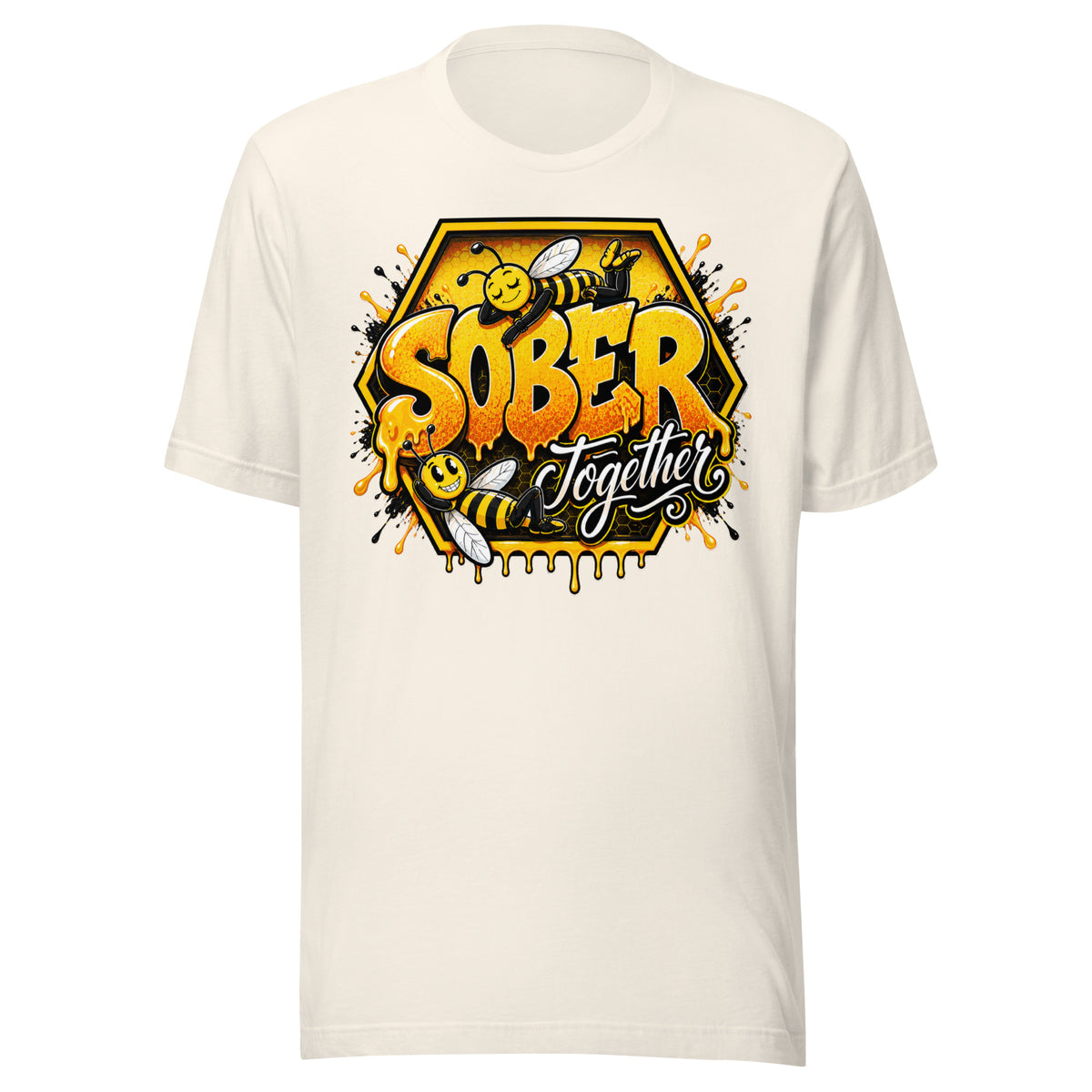 Bee Sober Together Tee in Vintage White, front view